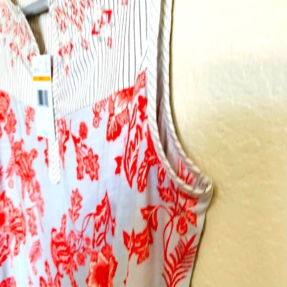 Vintage America red and misty blue floral sleeveless top size S - Picture 6 of 8